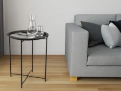 Beistelltisch CAROLINA rund Metall in Schwarz Höhe 51cm Ø 43cm
