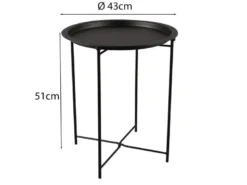 Beistelltisch CAROLINA rund Metall in Schwarz Höhe 51cm Ø 43cm