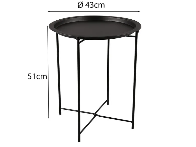 Beistelltisch CAROLINA rund Metall in Schwarz Höhe 51cm Ø 43cm