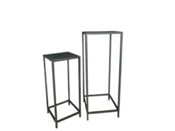 Beistelltisch 2er Set aus Metall Schwarz Blumentisch Höhe 60 und 80cm