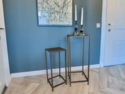 Beistelltisch 2er Set aus Metall Schwarz Blumentisch Höhe 60 und 80cm