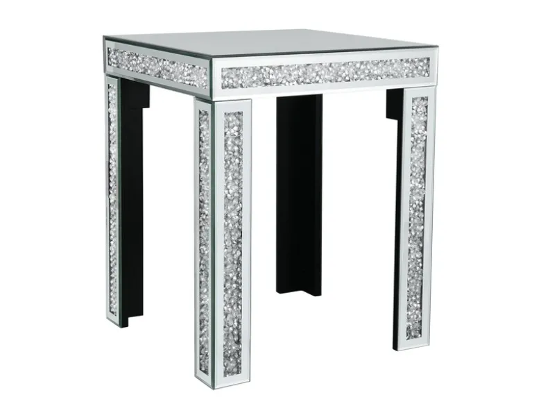Beistelltisch GLITTY mit Spiegelglas und Glitzereffekt, Höhe 50cm