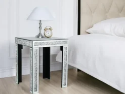 Beistelltisch GLITTY mit Spiegelglas und Glitzereffekt, Höhe 50cm