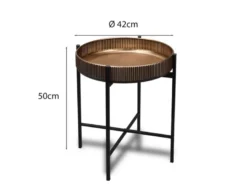 Beistelltisch JANINE rund Metall in Gold - Schwarz Höhe 50cm Ø 42cm