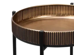 Beistelltisch JANINE rund Metall in Gold - Schwarz Höhe 50cm Ø 42cm
