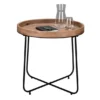 Beistelltisch JETTE rund Metallgestell Schwarz, Tischplatte Holzoptik Ø 66,5cm