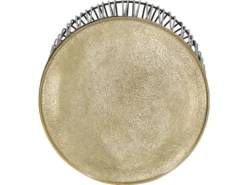 Beistelltisch RINA Korbtisch Metall Schwarz und Tischplatte Gold, Höhe 46cm