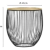 Beistelltisch RINA Korbtisch Metall Schwarz und Tischplatte Gold, Höhe 42cm