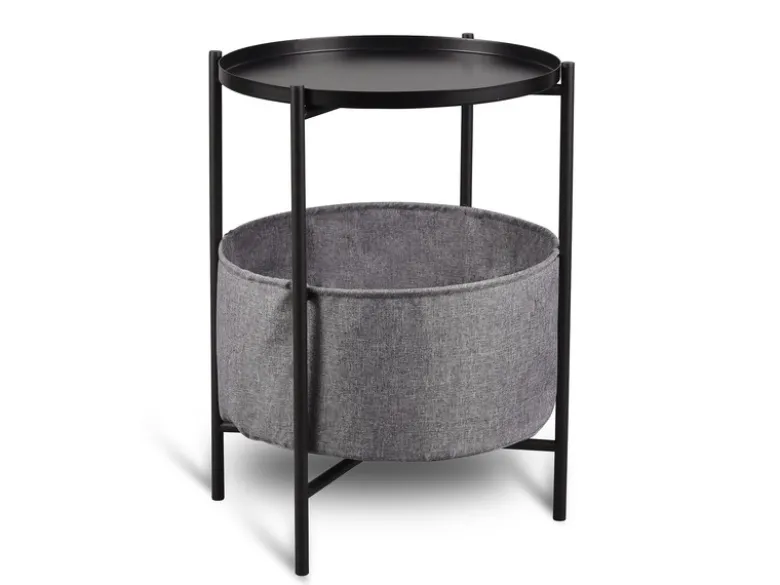 Beistelltisch SUANA aus Metall mit Stoff Korb Höhe 61cm