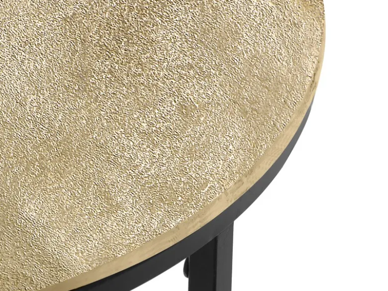Beistelltische 2er Set rund Metall in Schwarz Gold, Höhe 46 und 61cm