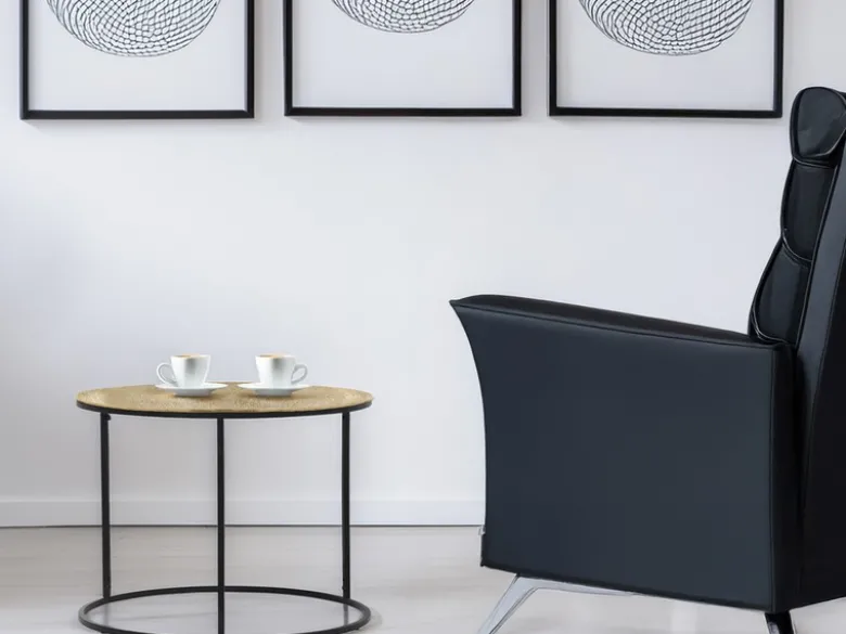 Beistelltische 2er Set rund Metall in Schwarz Gold, Höhe 46 und 61cm