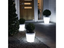 Beleuchteter Pflanzkübel 2er Set Outdoor LED Blumentopf Ø 37cm Terrassenleuchten