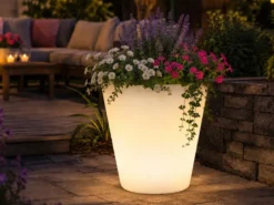 Beleuchteter Pflanzkübel Outdoor LED Blumentopf Ø 37cm Terrassenbeleuchtung