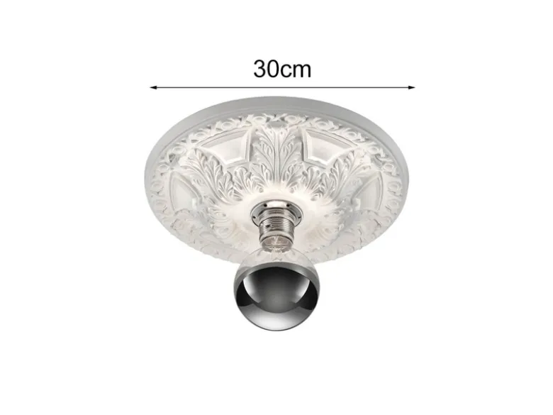 Bemalbare LED Stuckrosette Gipsleuchte in Weiß für Decken, Ø 30cm
