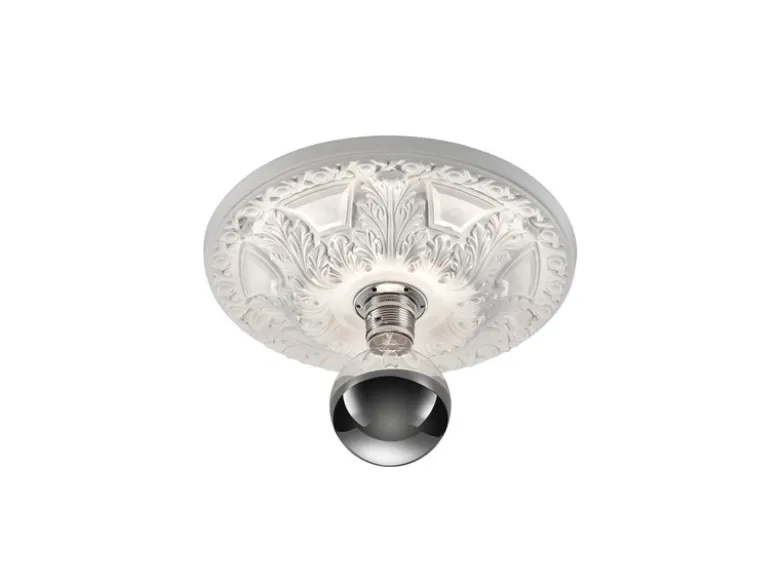 Bemalbare LED Stuckrosette Gipsleuchte in Weiß für Decken, Ø 30cm