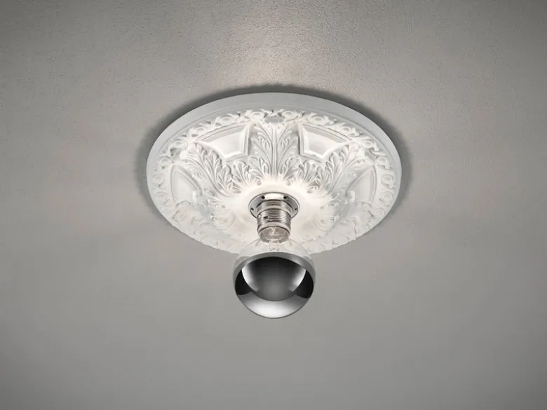 Bemalbare LED Stuckrosette Gipsleuchte in Weiß für Decken, Ø 30cm