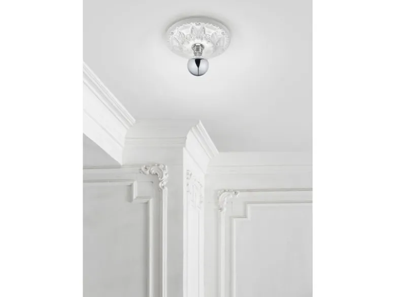 Bemalbare LED Stuckrosette Gipsleuchte in Weiß für Decken, Ø 30cm