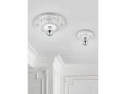 Bemalbare LED Stuckrosette Gipsleuchte in Weiß für Decken, Ø 30cm