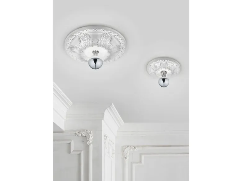 Bemalbare LED Stuckrosette Gipsleuchte in Weiß für Decken, Ø 30cm