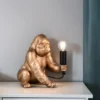 Besondere LED Tischleuchte Affenlampe Gorilla Gold, Höhe 23cm