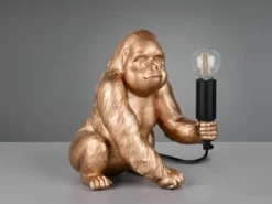 Besondere LED Tischleuchte Affenlampe Gorilla Gold, Höhe 23cm