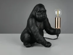 Besondere LED Tischleuchte Affenlampe Gorilla Schwarz, Höhe 23cm