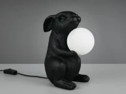 Besondere LED Tischleuchte Hasenlampe Schwarz, Höhe 28cm