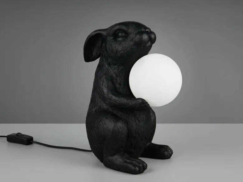 Besondere LED Tischleuchte Hasenlampe Schwarz, Höhe 28cm