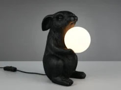 Besondere LED Tischleuchte Hasenlampe Schwarz, Höhe 28cm