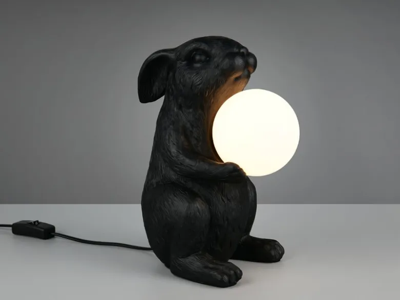 Besondere LED Tischleuchte Hasenlampe Schwarz, Höhe 28cm