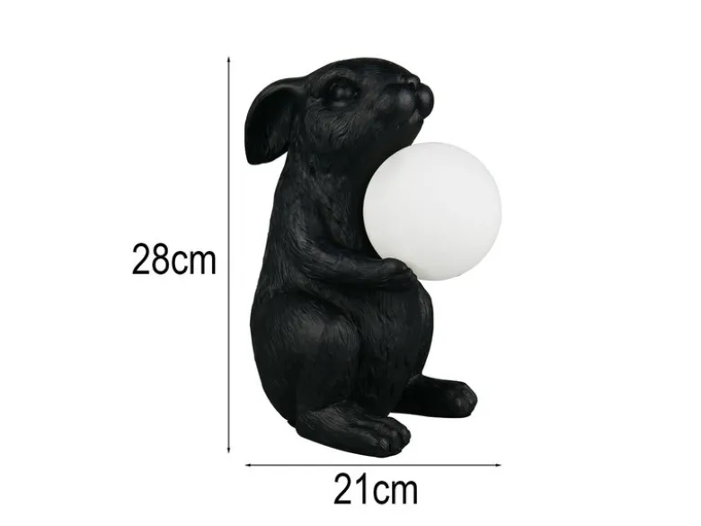Besondere LED Tischleuchte Hasenlampe Schwarz, Höhe 28cm