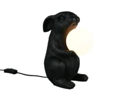 Besondere LED Tischleuchte Hasenlampe Schwarz, Höhe 28cm