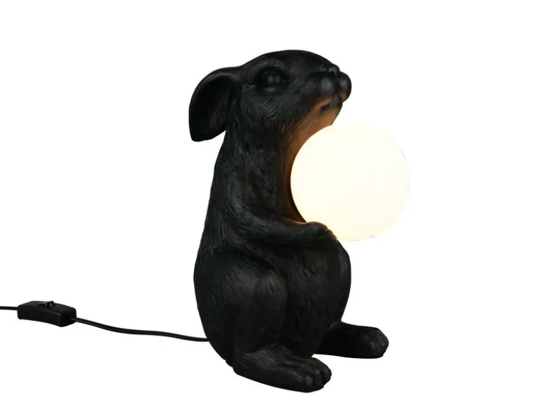 Besondere LED Tischleuchte Hasenlampe Schwarz, Höhe 28cm