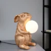 Besondere LED Tischleuchte Hasenlampe Gold, Höhe 28cm