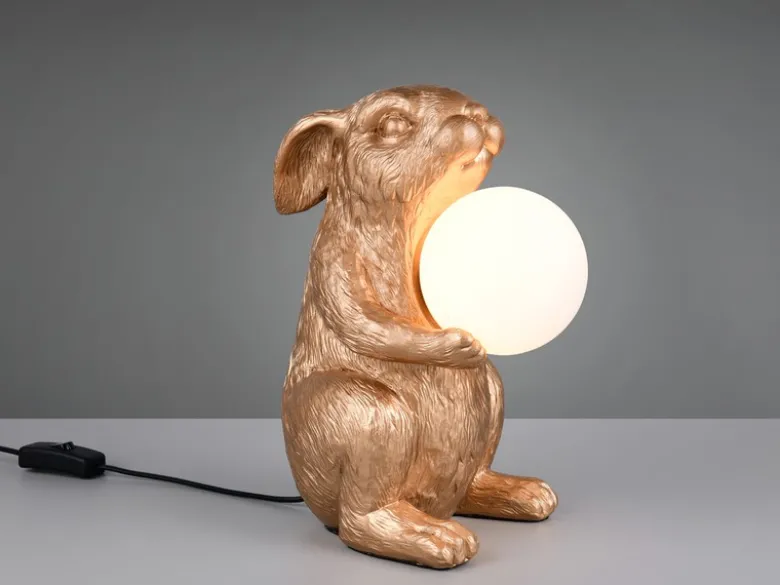 Besondere LED Tischleuchte Hasenlampe Gold, Höhe 28cm