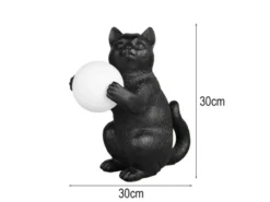 Besondere LED Tischleuchte Katzenlampe Schwarz, Höhe 30cm