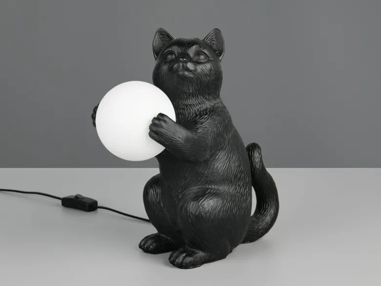 Besondere LED Tischleuchte Katzenlampe Schwarz, Höhe 30cm