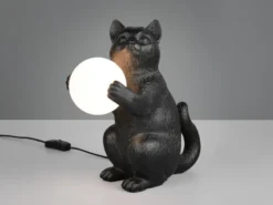 Besondere LED Tischleuchte Katzenlampe Schwarz, Höhe 30cm