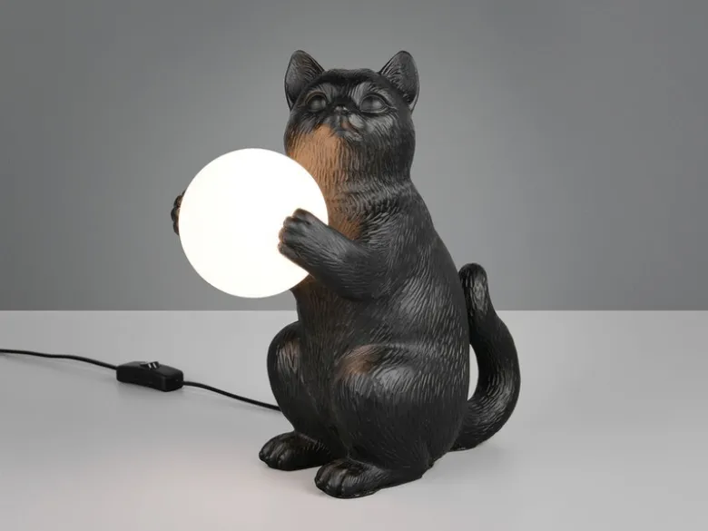 Besondere LED Tischleuchte Katzenlampe Schwarz, Höhe 30cm