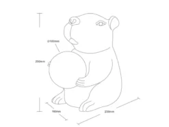 Besondere LED Tischleuchte kleine Capybara Lampe Schwarz, Höhe 25cm