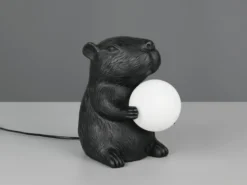 Besondere LED Tischleuchte kleine Capybara Lampe Schwarz, Höhe 25cm