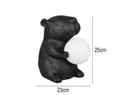Besondere LED Tischleuchte kleine Capybara Lampe Schwarz, Höhe 25cm