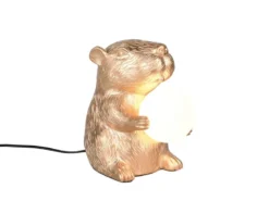Besondere LED Tischleuchte kleine Capybara Lampe Gold, Höhe 25cm