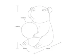 Besondere LED Tischleuchte kleine Capybara Lampe Gold, Höhe 25cm