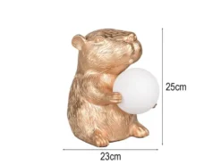 Besondere LED Tischleuchte kleine Capybara Lampe Gold, Höhe 25cm