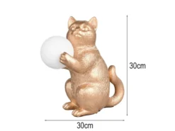 Besondere LED Tischleuchte Katzenlampe Gold, Höhe 30cm