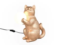 Besondere LED Tischleuchte Katzenlampe Gold, Höhe 30cm