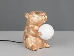 Besondere Tischleuchte CAPI kleine Capybara Lampe Gold, Höhe 25cm