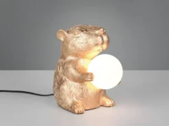 Besondere Tischleuchte CAPI kleine Capybara Lampe Gold, Höhe 25cm