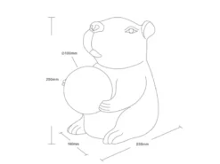 Besondere Tischleuchte CAPI kleine Capybara Lampe Schwarz, Höhe 25cm